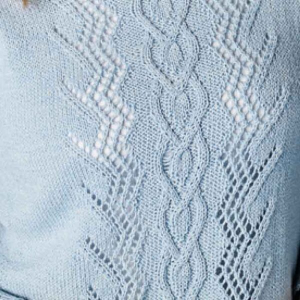 Forårsweater med hulmønster detalje kirsten nyboe strikdesign