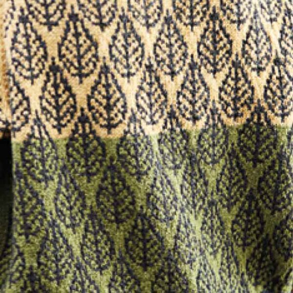 top down bladmønster sweater detalje