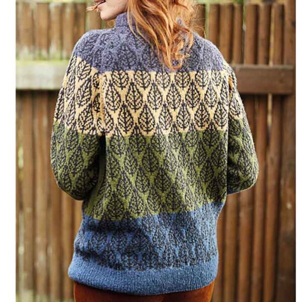 top down bladmønster sweater bagfra