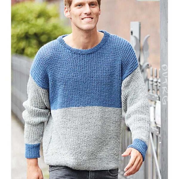 strikket herre sweater i rib mønster