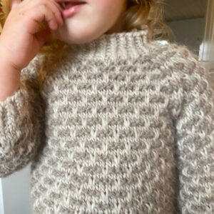 Børne raglan sweater i vævestrik